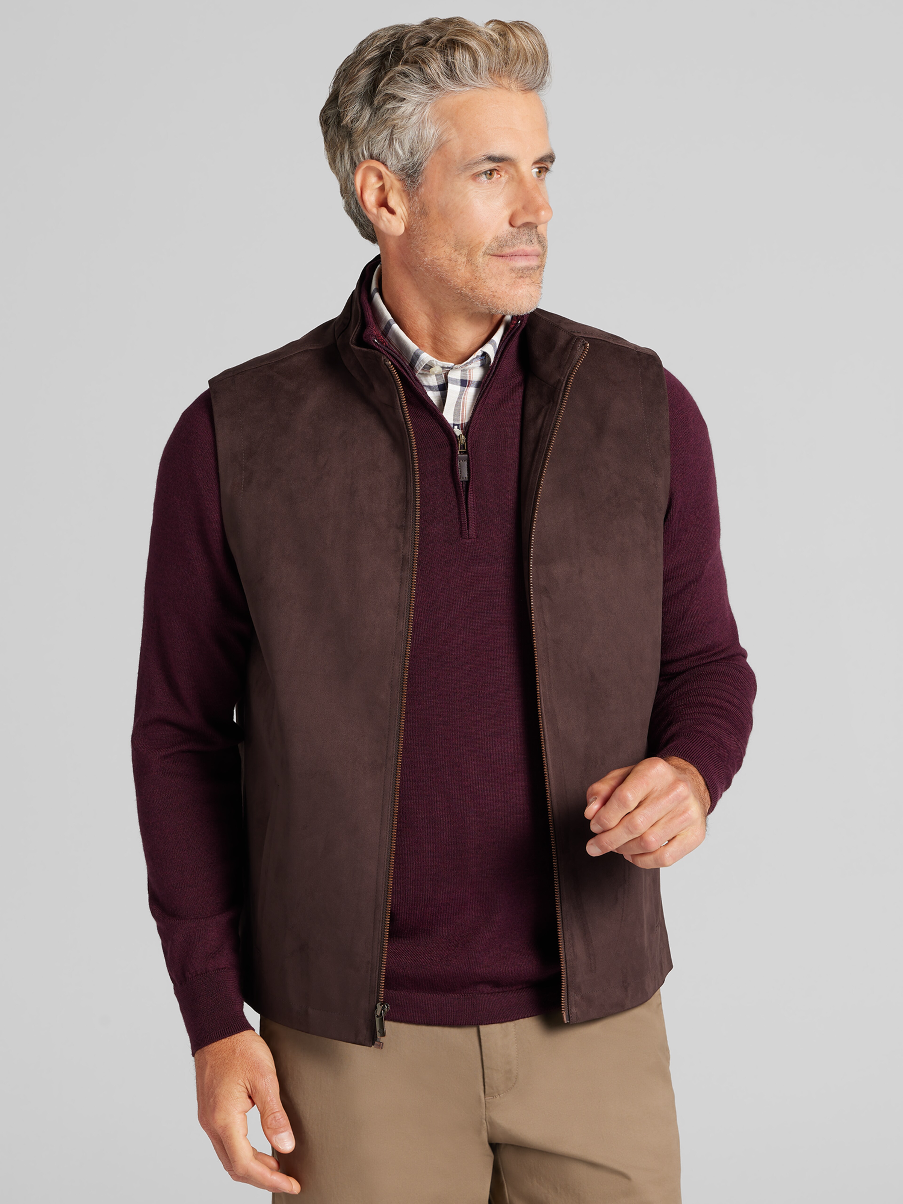 Modern Fit Faux Suede Vest
