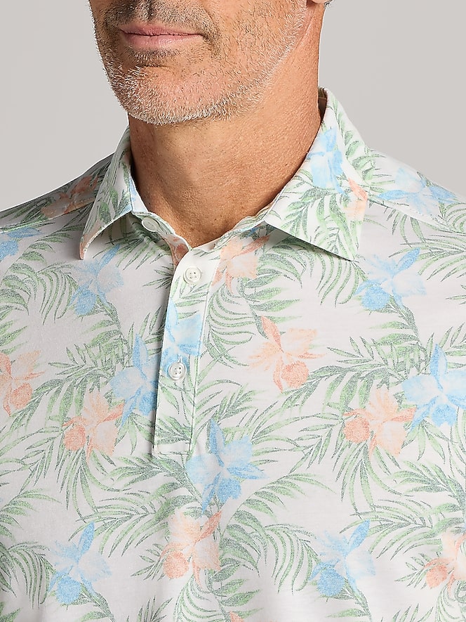 Joseph Abboud Modern Fit Tropical Floral Resort Polo