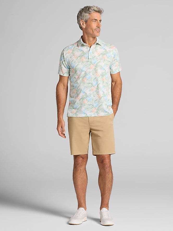 Joseph Abboud Modern Fit Tropical Floral Resort Polo