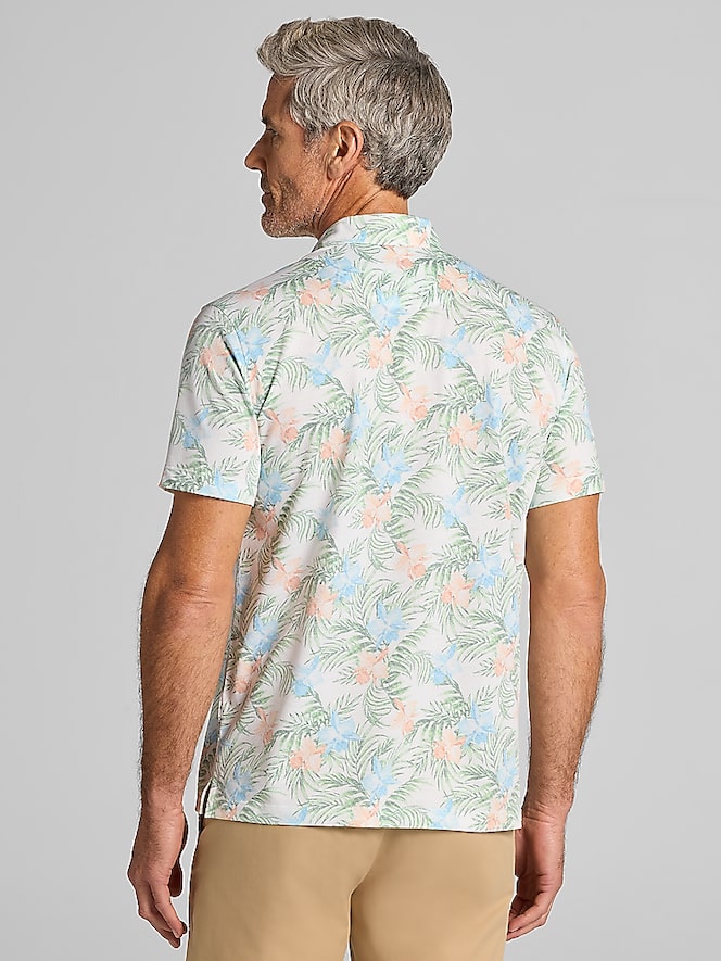 Joseph Abboud Modern Fit Tropical Floral Resort Polo