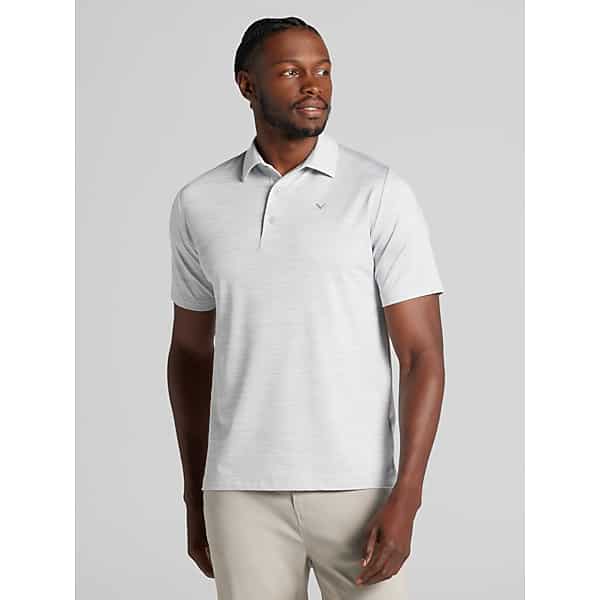 Callaway Big & Tall Men's Regular Fit Heathered Jacquard Polo Gray Dawn Heather - Size: XXL