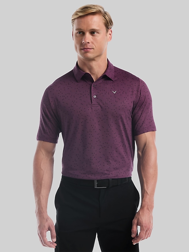Callaway Regular Fit Chevron Gingham Printed Polo Italian Plum