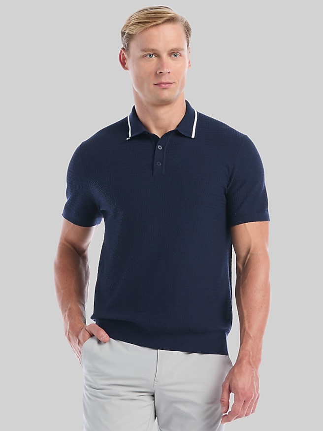 Callaway Regular Fit Textured Sweater Polo Peacoat