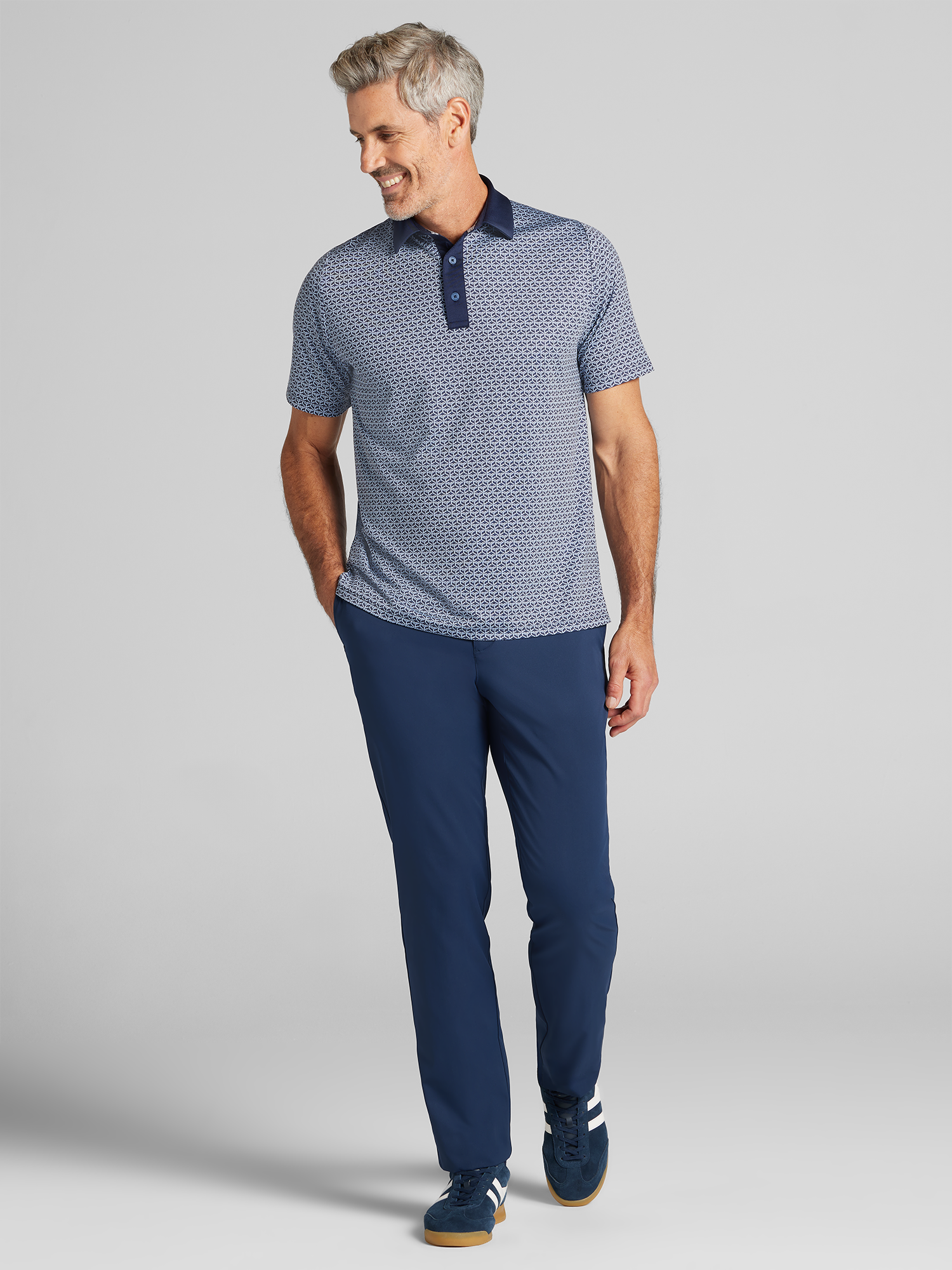 Regular Fit Geometric Print Polo