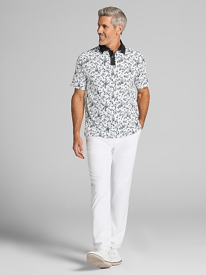 Callaway Regular Fit Whisky Toile Print Polo, Bright White - Image 3 of 4