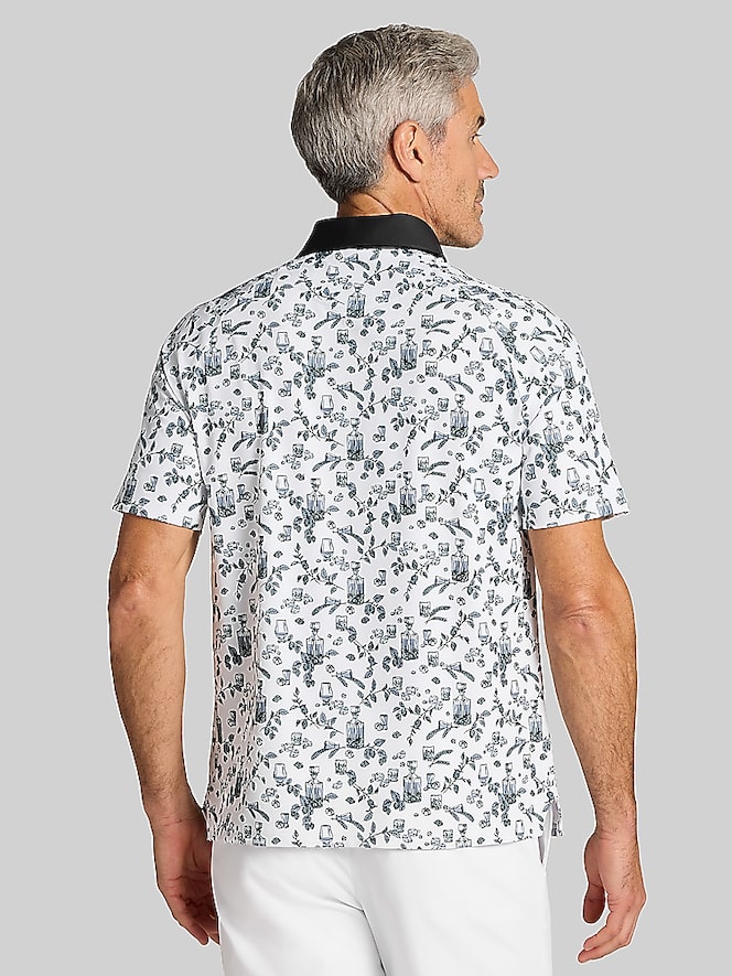 Callaway Regular Fit Whisky Toile Print Polo, Bright White - Image 4 of 4