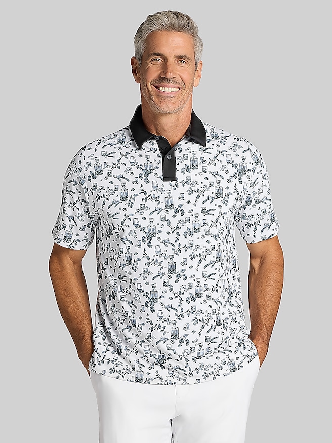Callaway Regular Fit Whisky Toile Print Polo Bright White