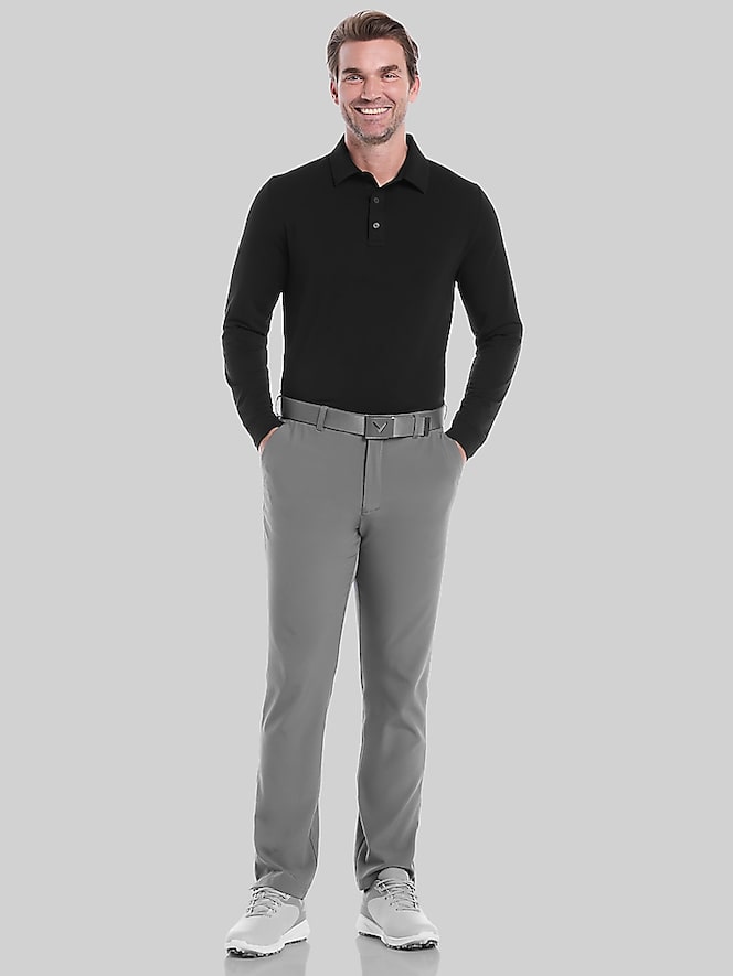 Callaway Regular Fit Long Sleeve Soft Touch Polo, Caviar - Image 4 of 4