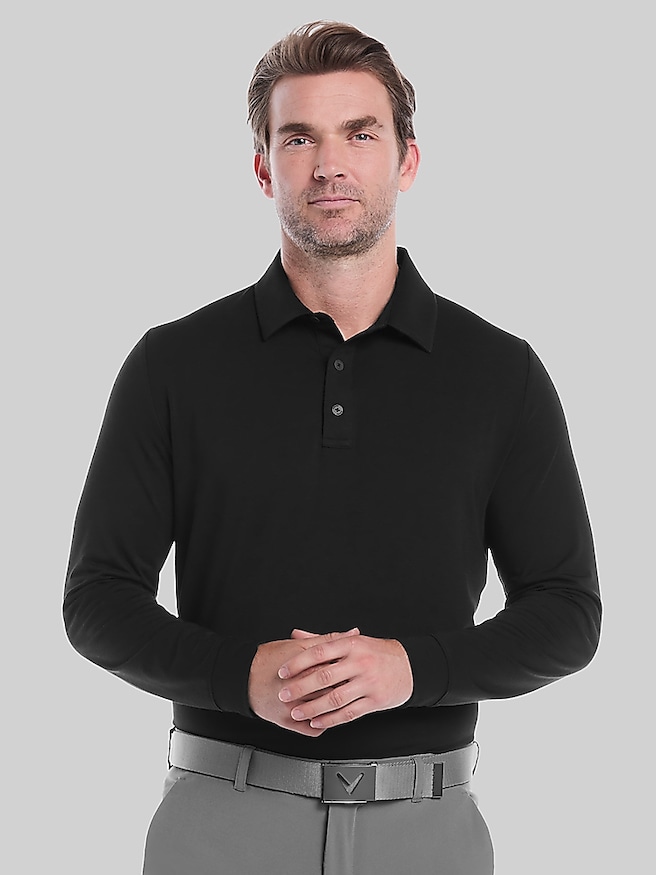 Callaway Regular Fit Long Sleeve Soft Touch Polo Caviar
