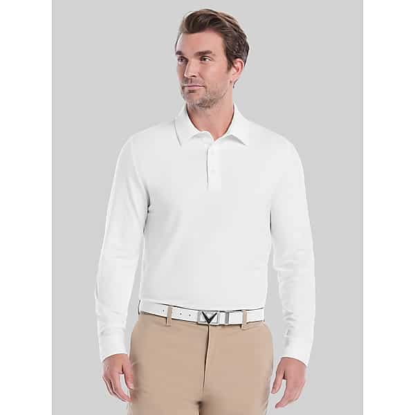 Callaway Big & Tall Men's Regular Fit Long Sleeve Soft Touch Polo Bright White - Size: 3XL