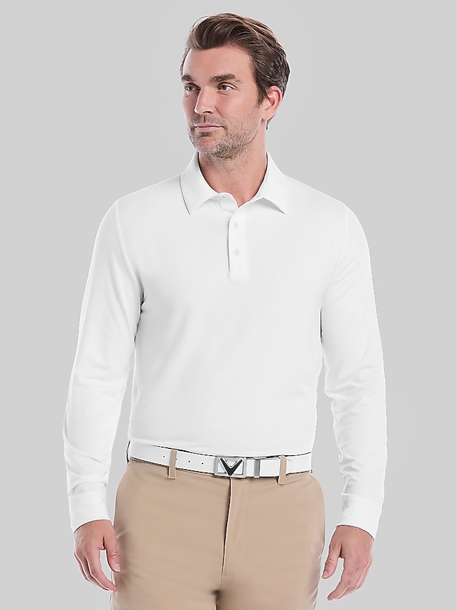 Callaway Regular Fit Long Sleeve Soft Touch Polo Bright White
