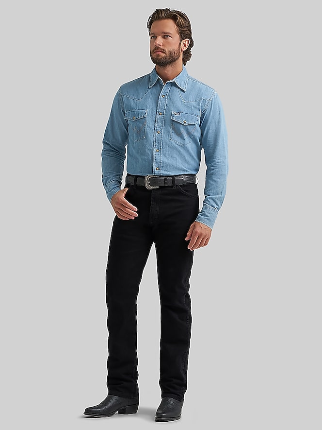 Wrangler Modern Fit Denim Western Button Up Shirt