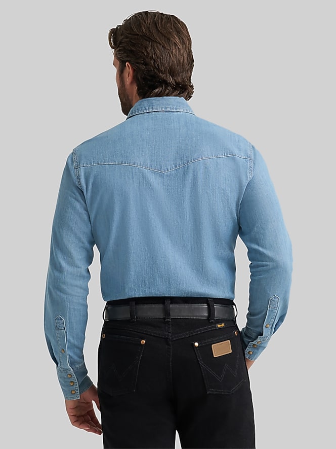 Wrangler Modern Fit Denim Western Button Up Shirt