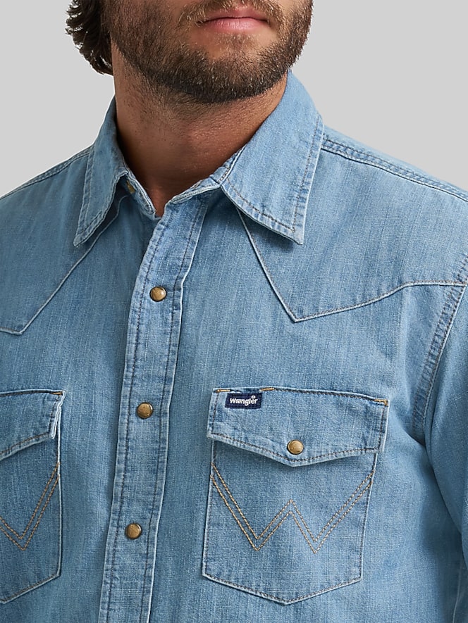 Wrangler Modern Fit Denim Western Button Up Shirt