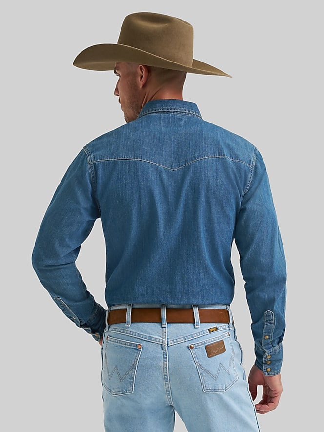 Wrangler Modern Fit Denim Western Button Up Shirt