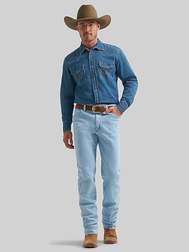Wrangler Modern Fit Denim Western Button Up Shirt