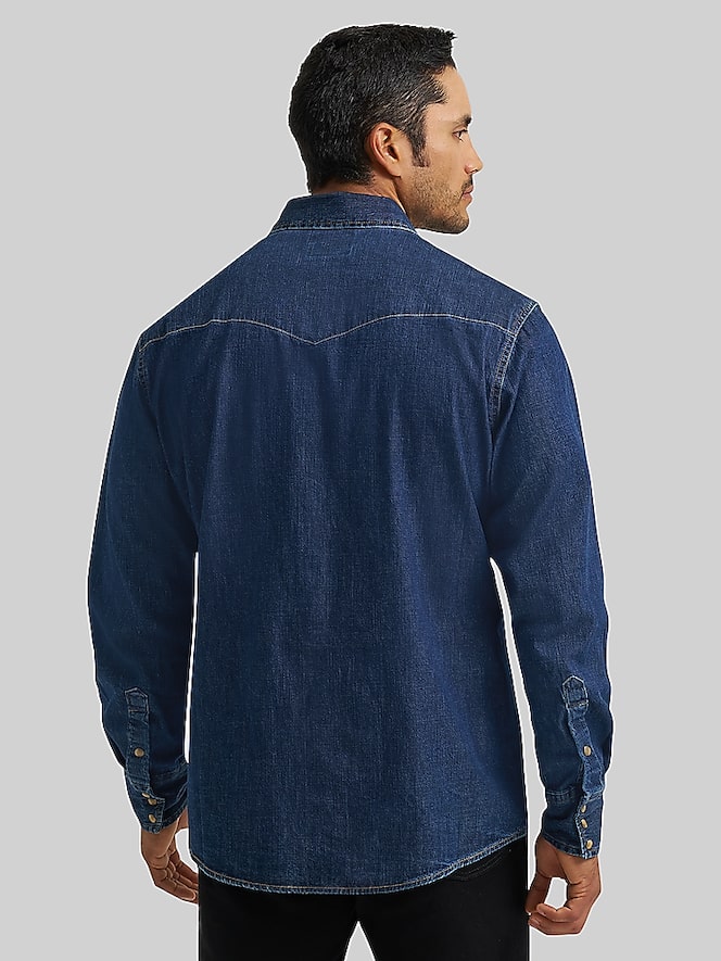 Wrangler Modern Fit Denim Western Button Up Shirt