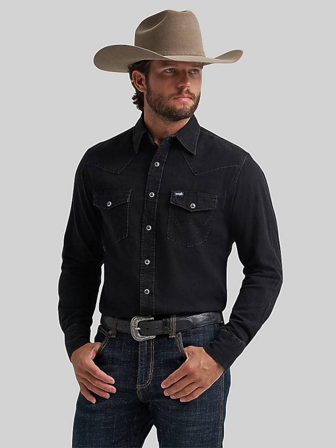 Wrangler Modern Fit Denim Western Button Up Shirt