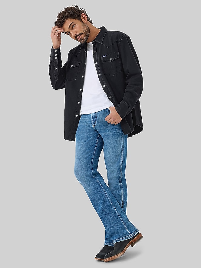 Wrangler Modern Fit Denim Western Button Up Shirt