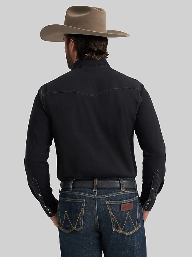 Wrangler Modern Fit Denim Western Button Up Shirt