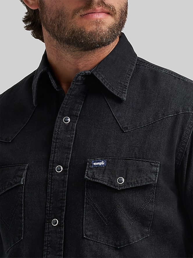 Wrangler Modern Fit Denim Western Button Up Shirt