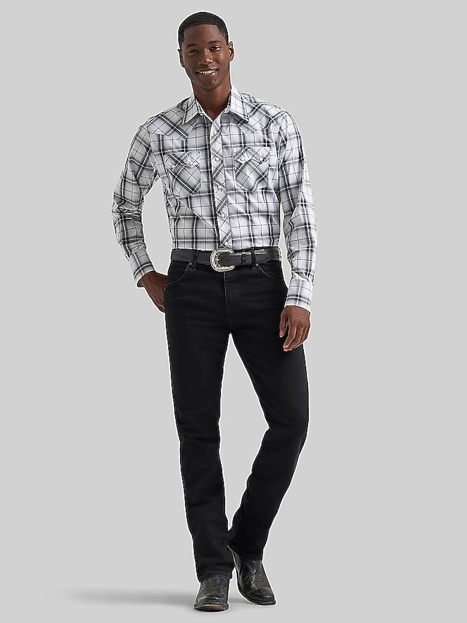 Wrangler Modern Fit Plaid Western Button Up Shirt