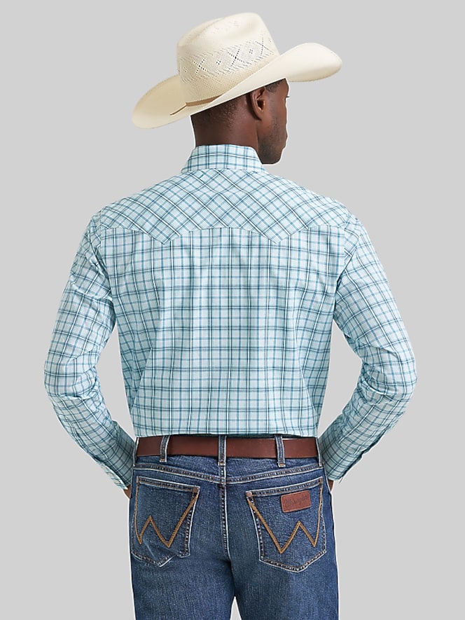 Wrangler Modern Fit Plaid Western Button Up Shirt