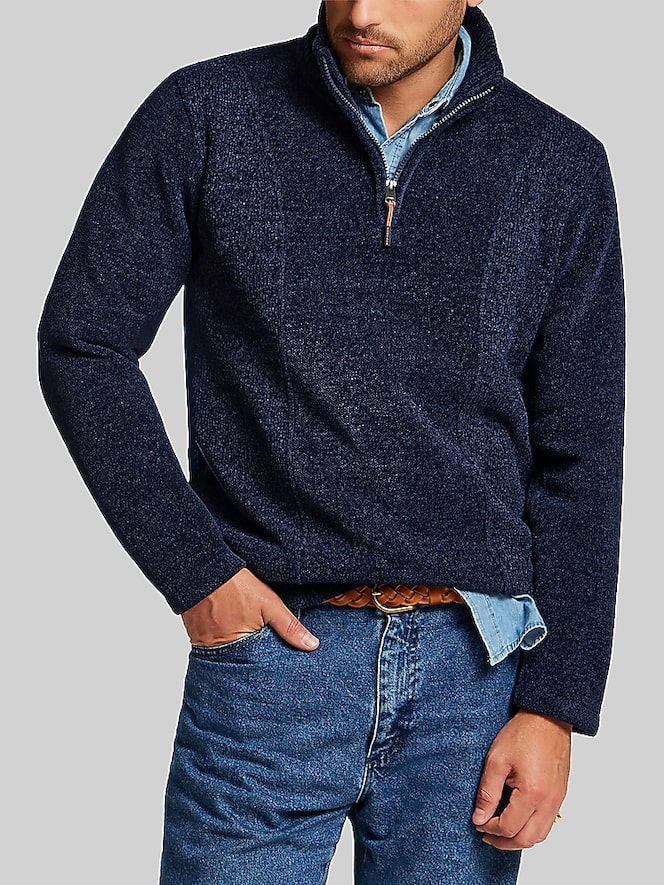 Weatherproof Vintage Chenille Quarter Zip Pullover with Elastic Drawcord