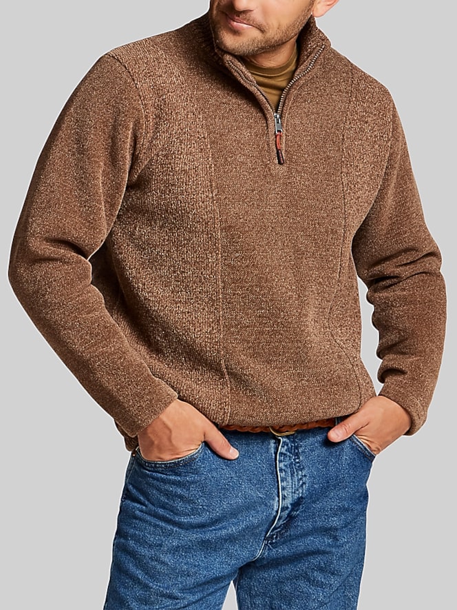 Weatherproof Vintage Chenille Quarter Zip Pullover with Elastic Drawcord