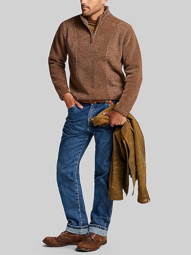 Weatherproof Vintage Chenille Quarter Zip Pullover with Elastic Drawcord