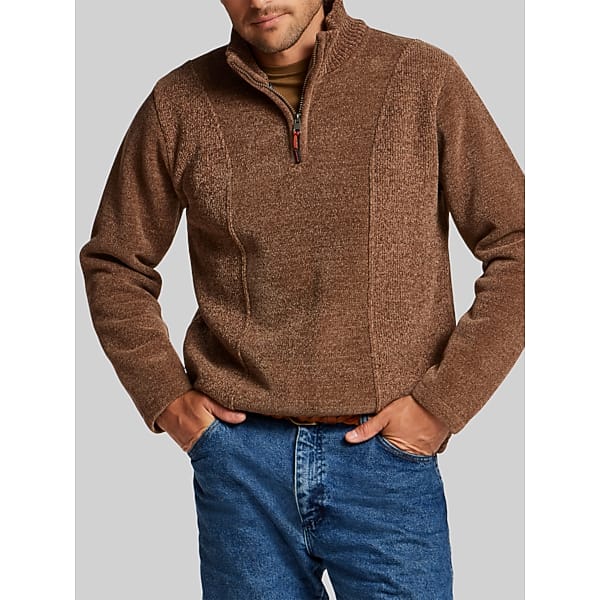 Weatherproof Vintage Men's Chenille Quarter Zip Pullover with Elastic Drawcord Suede - Size: Large