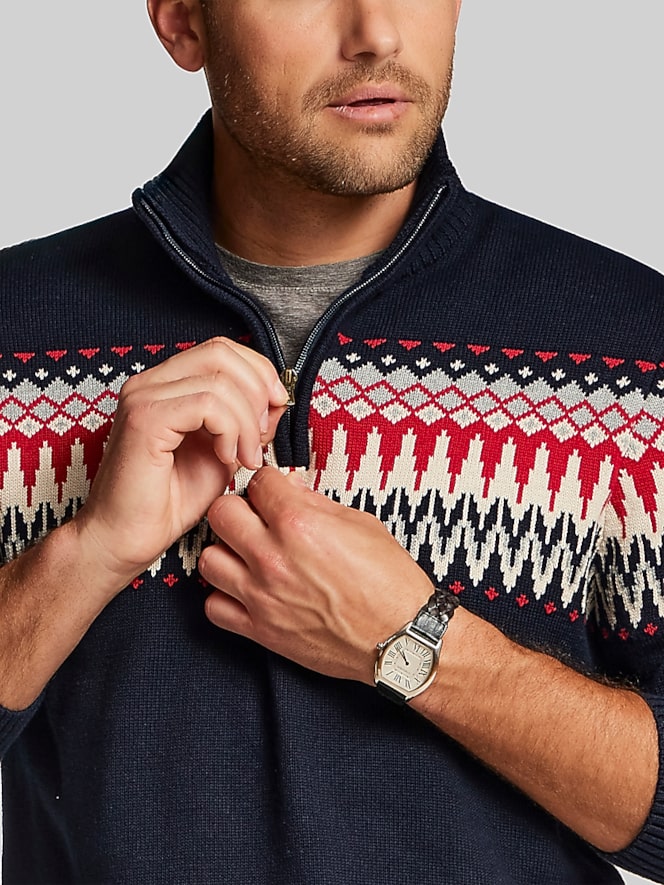 Weatherproof Vintage Nordic Yoke Quarter-Zip Sweater