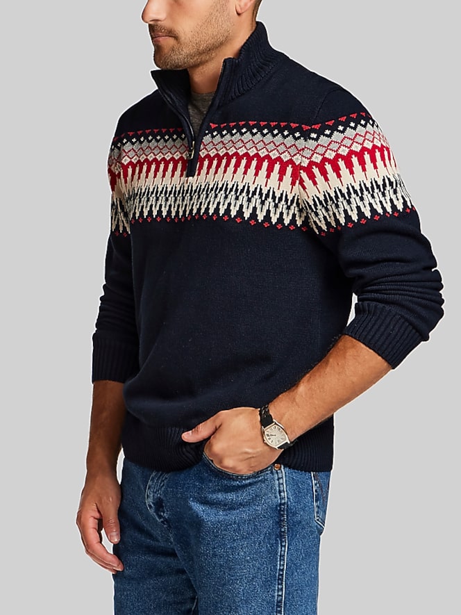 Weatherproof Vintage Nordic Yoke Quarter-Zip Sweater