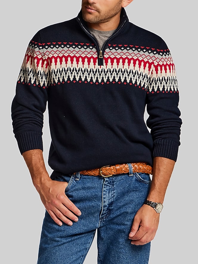 Weatherproof Vintage Nordic Yoke Quarter-Zip Sweater