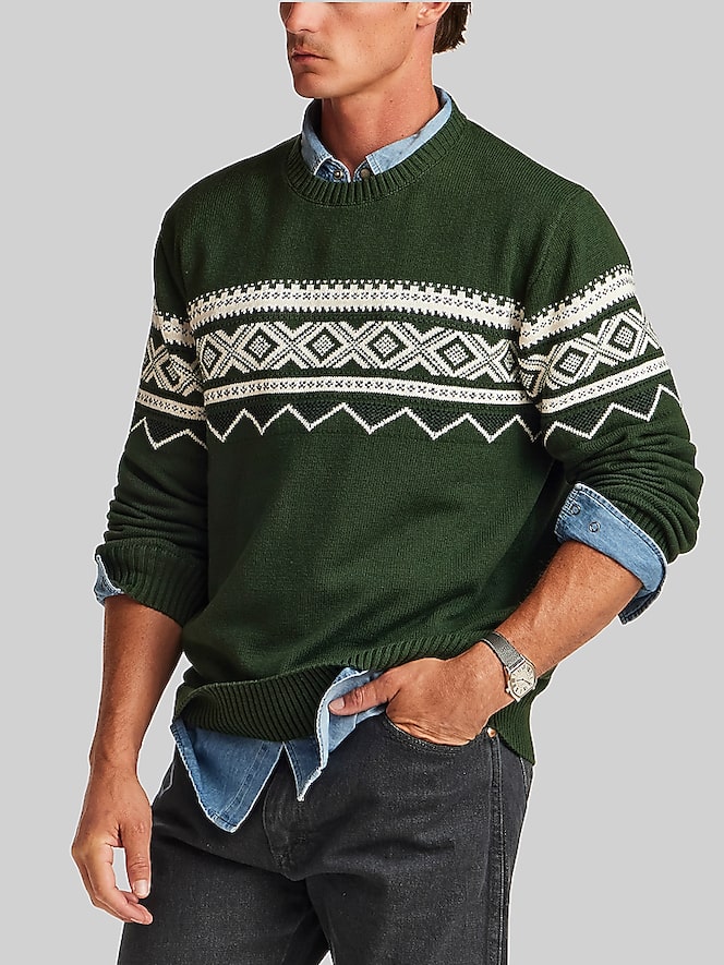 Weatherproof Vintage Regular Fit Fair Isle Crew Neck Sweater