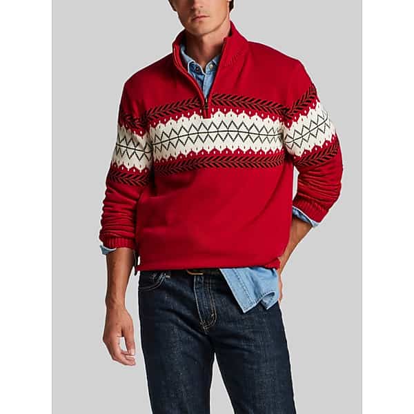 Weatherproof Vintage Men's Regular Fit Bold Yoke 1/4-Zip Sweater Red - Size: Small