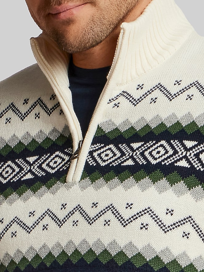 Weatherproof Vintage Two-Tone Nordic Yoke Quarter-Zip Sweater