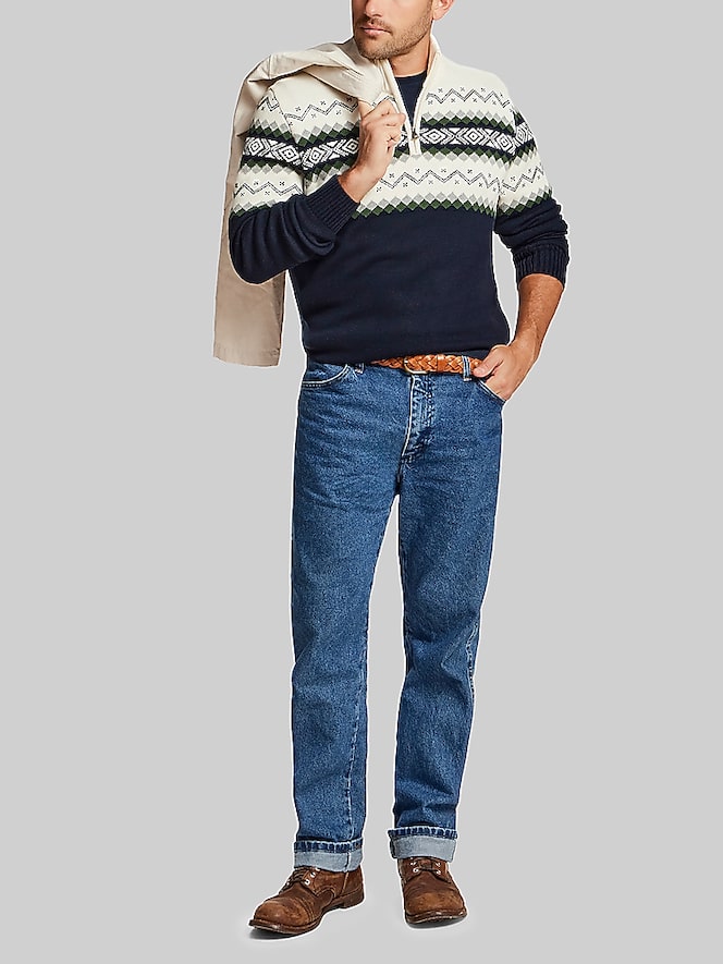 Weatherproof Vintage Two-Tone Nordic Yoke Quarter-Zip Sweater