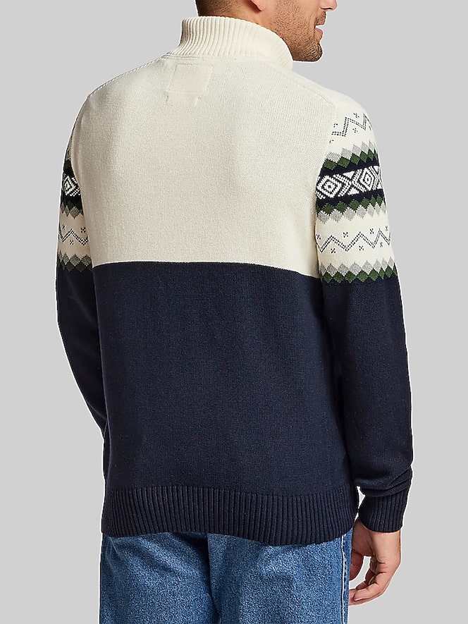Weatherproof Vintage Two-Tone Nordic Yoke Quarter-Zip Sweater