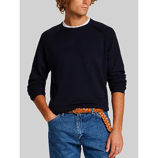Weatherproof Vintage Men's Cotton & Cashmere Roll Neck Crew Sweater Navy - Size: Large