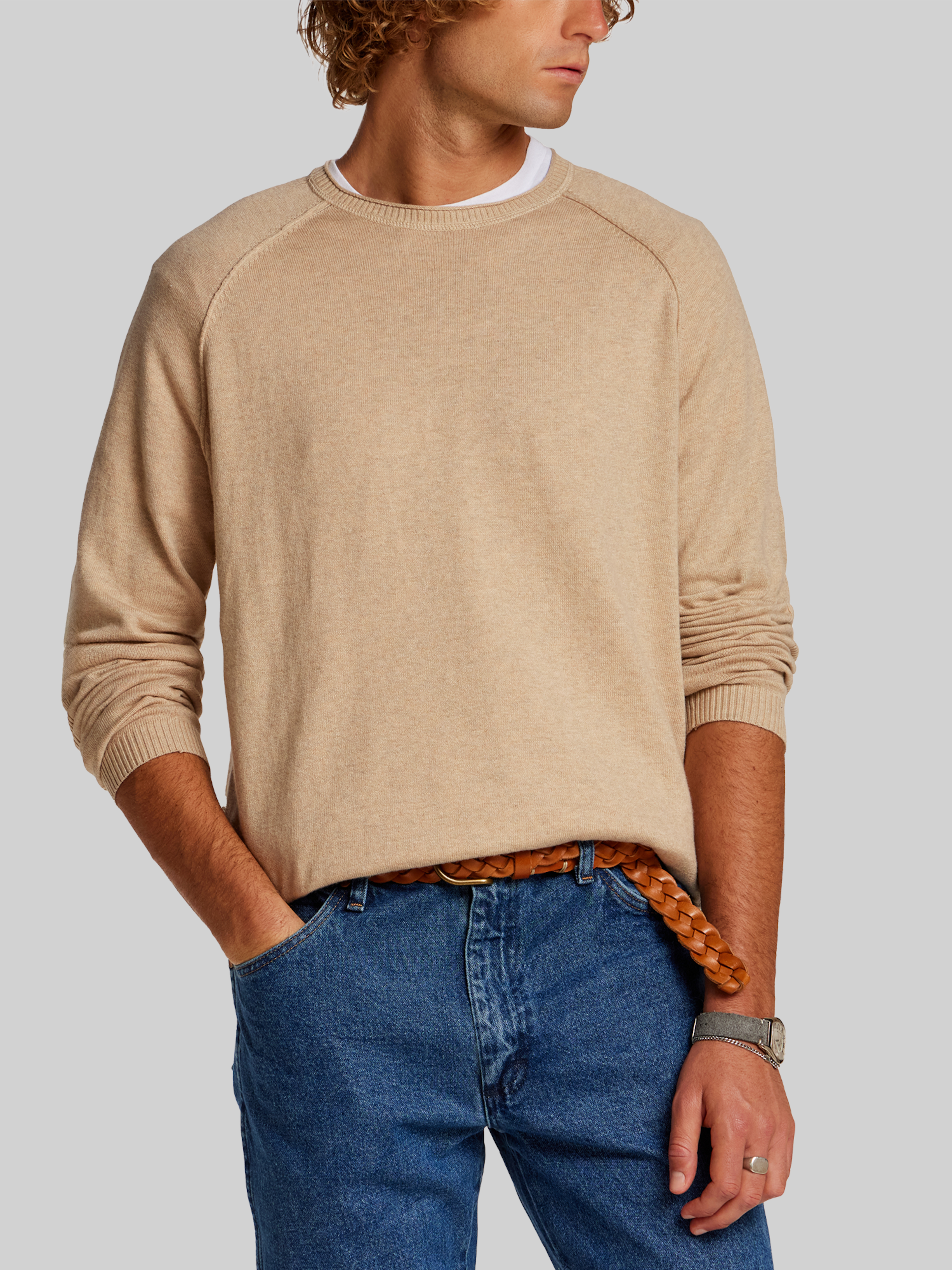 Cotton & Cashmere Roll Neck Crew Sweater