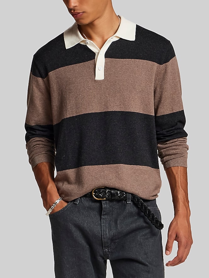 Weatherproof Vintage Cotton-Cashmere Long Sleeve Rugby Polo