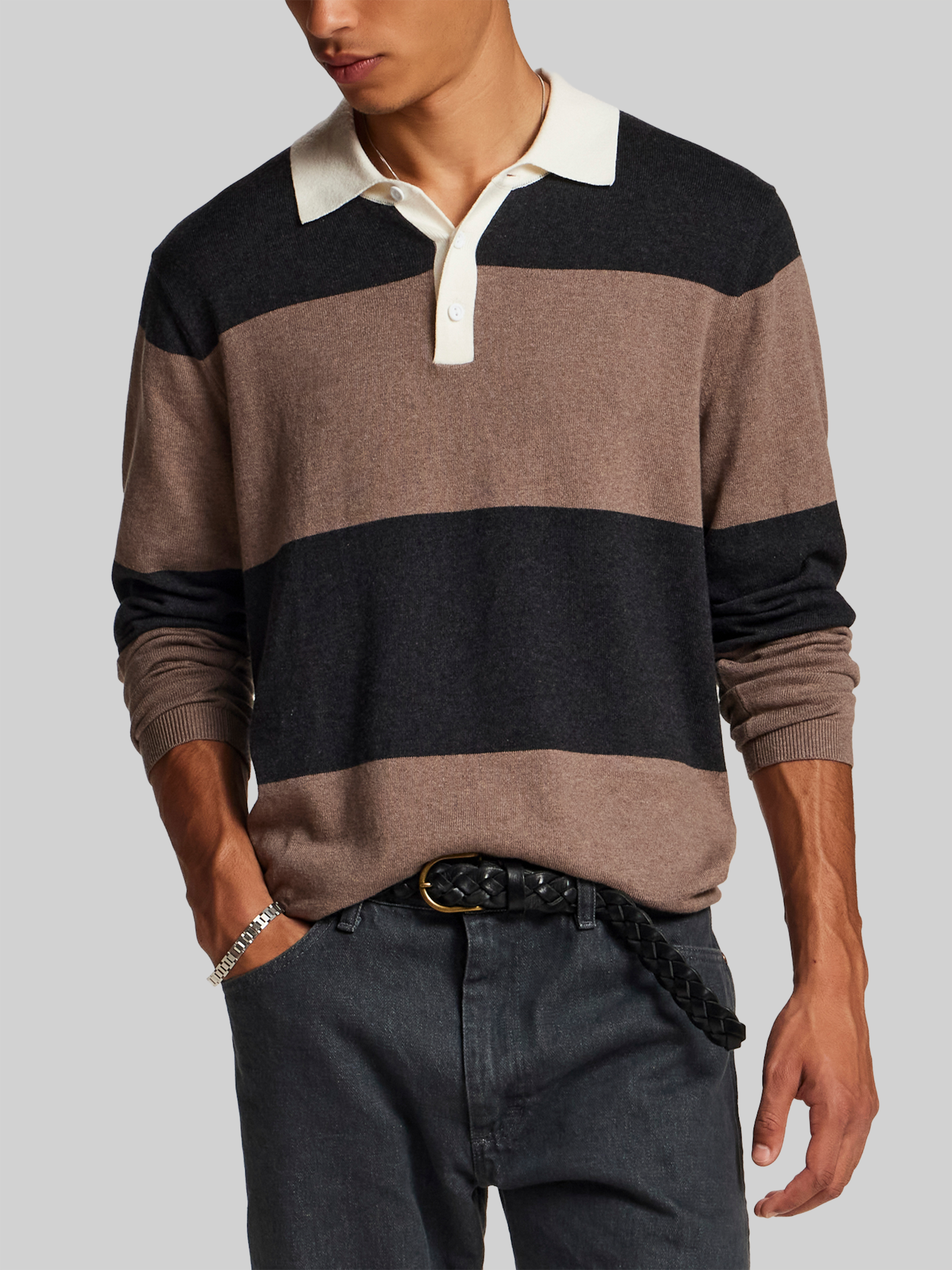 Cotton-Cashmere Rugby Sweater Polo