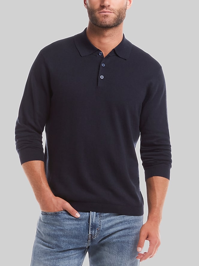 Weatherproof Vintage Cotton-Cashmere Long-Sleeve Polo Sweater