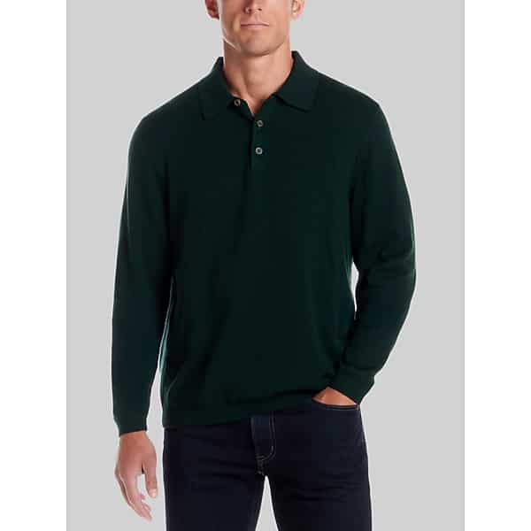 Weatherproof Vintage Men's Cotton-Cashmere Long-Sleeve Polo Sweater Ponderosa Pine -