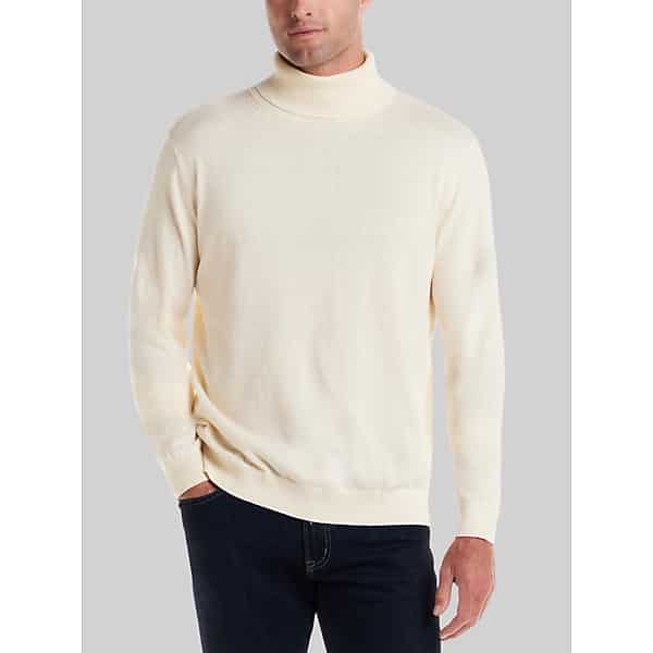 Weatherproof Vintage Men's Cotton-Cashmere Turtleneck Sweater Ivory - Size: Large