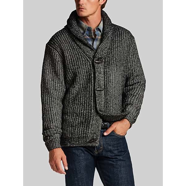 Weatherproof Vintage Men's Shawl Collar Alpaca Blend Toggle Cardigan Off Black - Size: Small