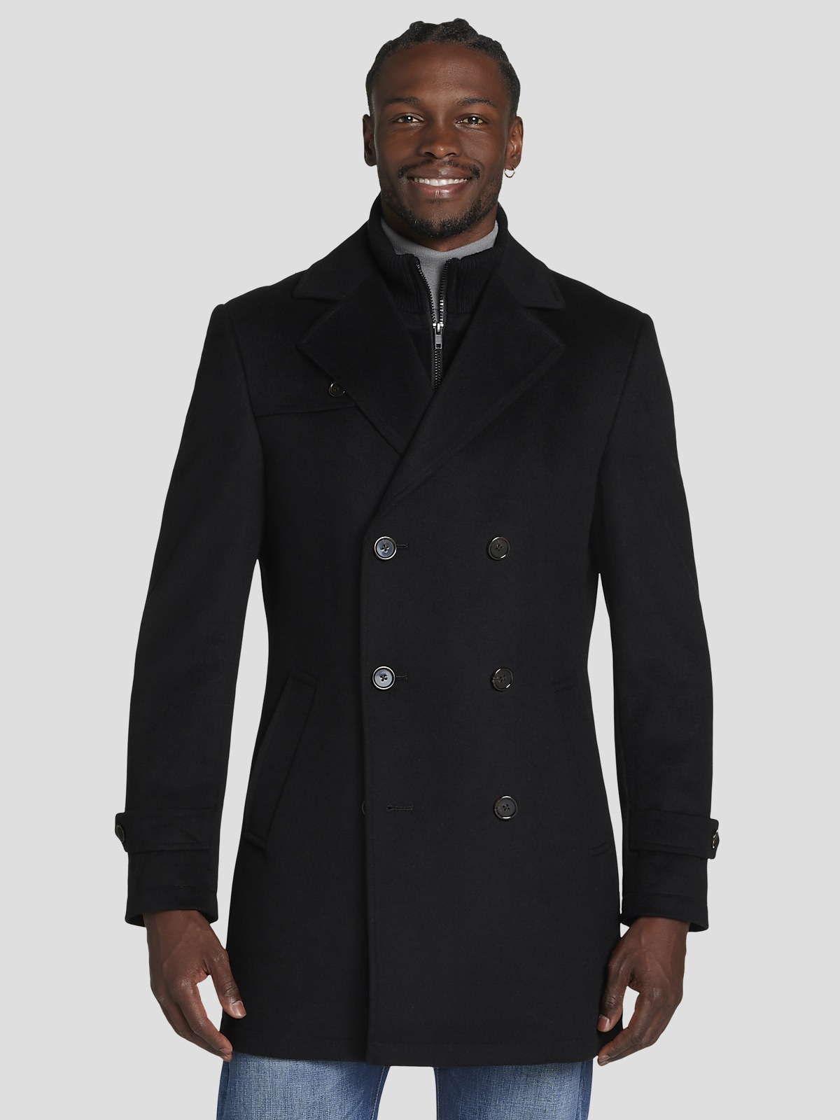 Michael Kors Modern Fit Peacoat Wool Coats Men s Wearhouse