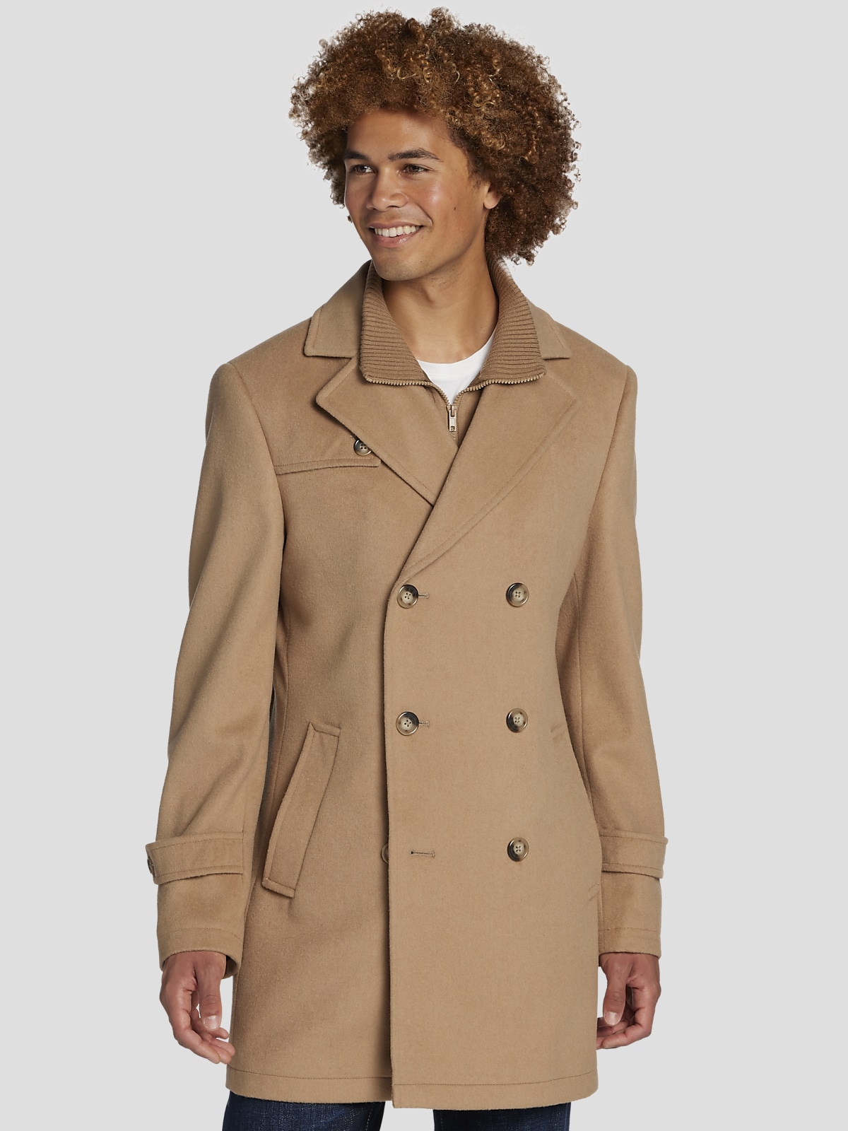 Michael Kors Modern Fit Peacoat Wool Coats Men s Wearhouse