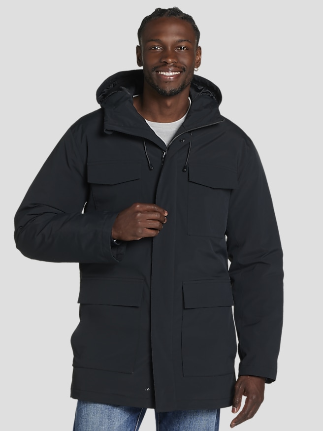 Awearness Kenneth Cole Men's Modern Fit Full Coverage City Parka , Black